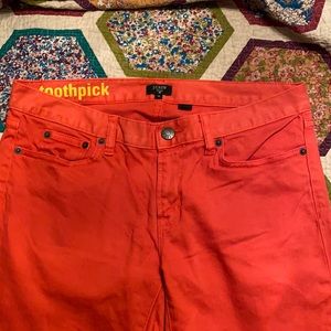Coral J Crew toothpick denim.